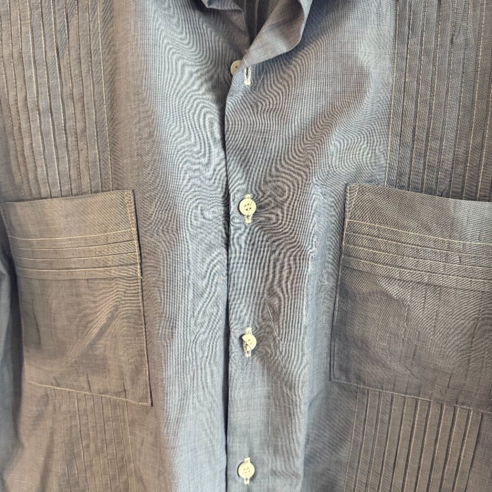 Men's Dos Carolinas Button Up Guayabera Shirt Size XL Color Blue - Picture 5 of 5